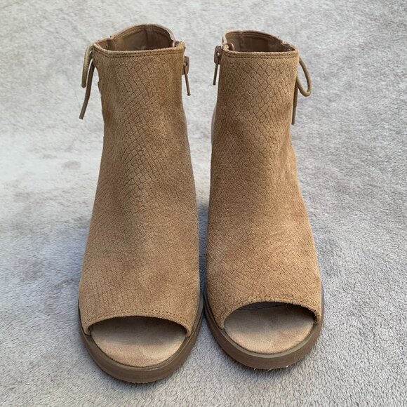 Nine West Mad Cool Peep Toe Suede Ankle Booties Sz 7.5 - Picture 5 of 16